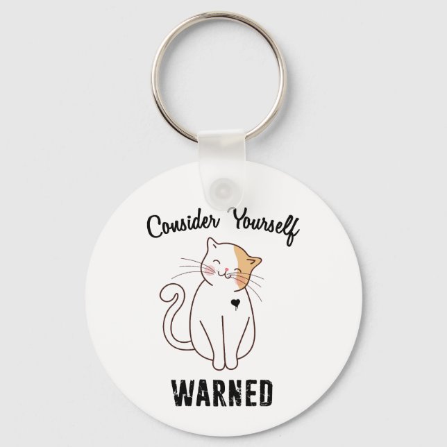 Consider Yourself Warned Evil Cat Key Ring (Back)