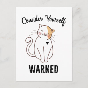 Consider Yourself Warned Evil Cat Postcard