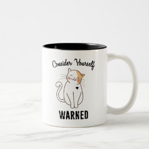 Consider Yourself Warned Evil Cat Two-Tone Coffee Mug