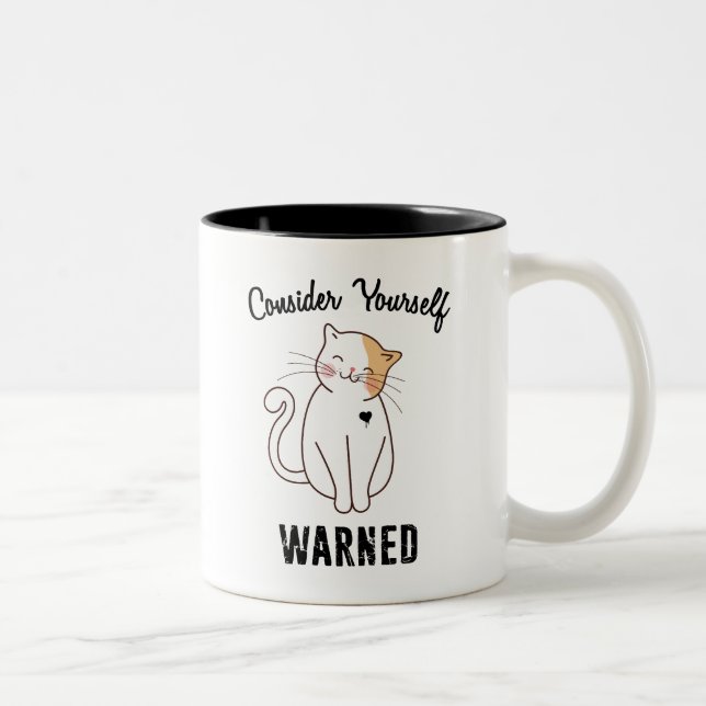 Consider Yourself Warned Evil Cat Two-Tone Coffee Mug (Right)