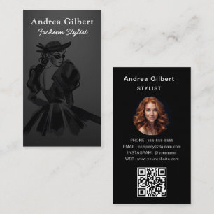 Consignment Boutique Shop , Fashion Model QR Code Business Card