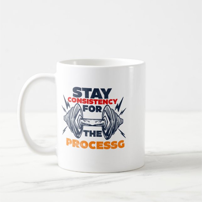 Consistent Exercise Gym Motivation Typography with Coffee Mug (Left)
