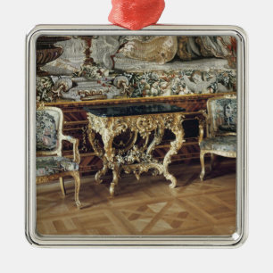 Console table and two armchairs, 1745 metal tree decoration