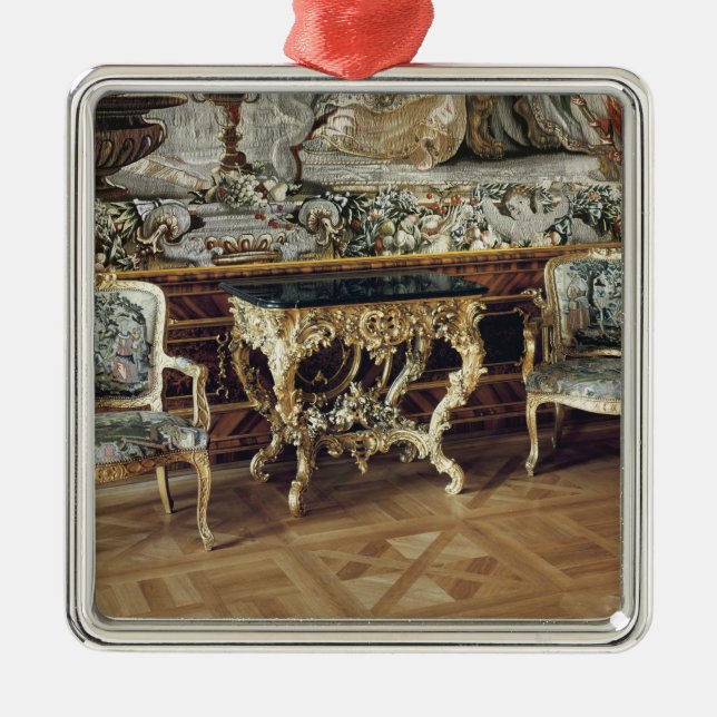 Console table and two armchairs, 1745 metal tree decoration (Front)