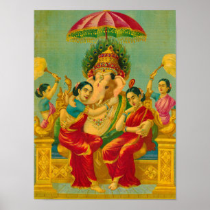 Consorts of Ganesha by Raja Ravi Varma Poster
