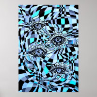Conspiracy All Seeing Eye in Chessboard Style