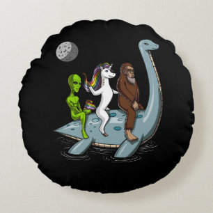 Conspiracy Bigfoot Loch Ness Monster Water Ski Round Cushion