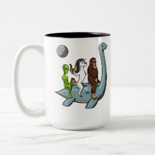 Conspiracy Bigfoot Loch Ness Monster Water Ski Two-Tone Coffee Mug