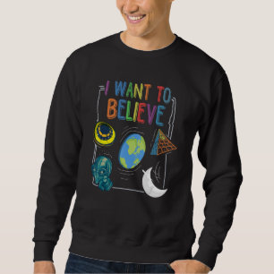 Conspiracy Theories Flat Earth Aliens UFO Moon Lan Sweatshirt