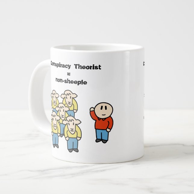 Conspiracy Theorist = non-sheeple Large Coffee Mug (Front Left)
