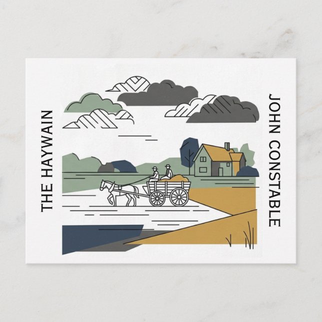 Constable’s Haywain Line Art Illustration Postcard (Front)