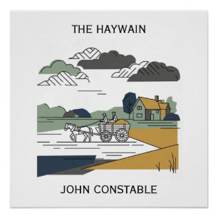 Constable’s Haywain Line Art Illustration Poster