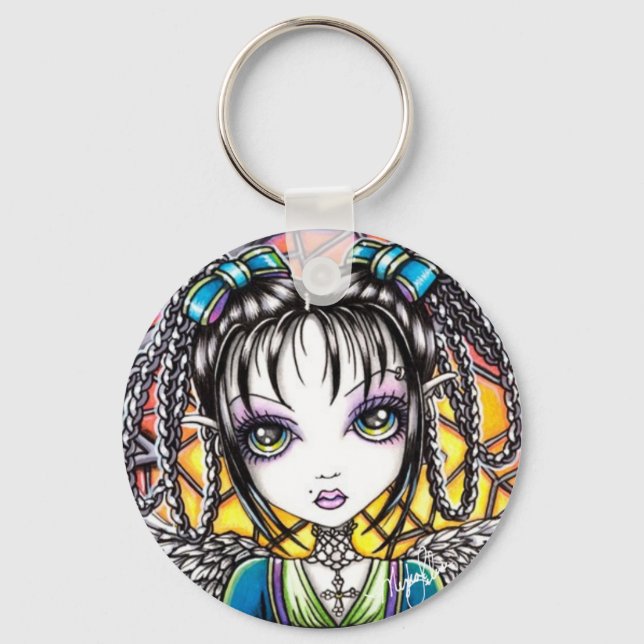 Constance Stained Glass Angel Keychain (Front)