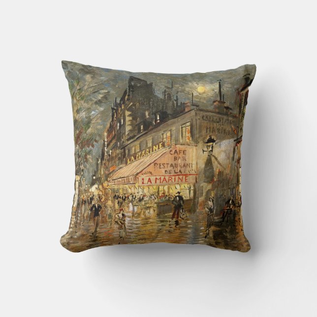 Constantin Korovin: Cafe La Marine, Paris Cushion (Front)