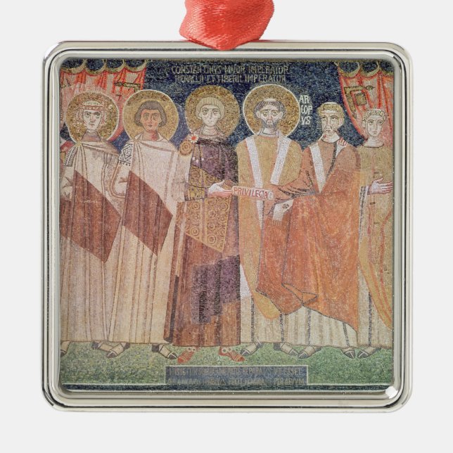 Constantine IV granting Bishop privileges Metal Tree Decoration (Front)