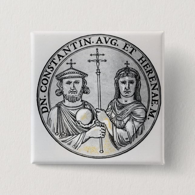 Constantine VI  and his Mother Irene 15 Cm Square Badge (Front)