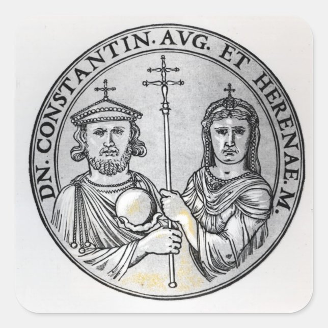 Constantine VI  and his Mother Irene Square Sticker (Front)