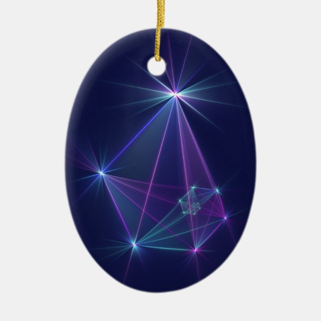 Constellation, Abstract Fantasy Fractal Art Ceramic Tree Decoration (Front)