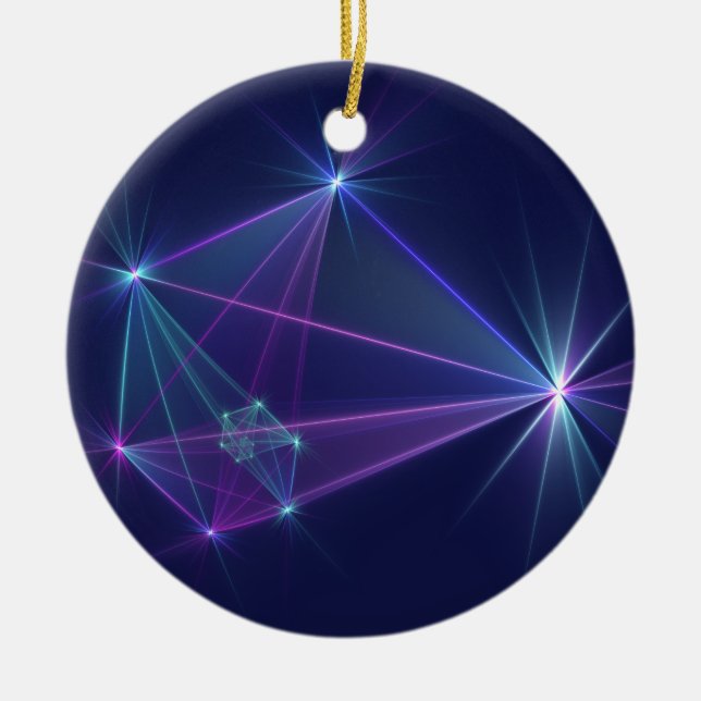 Constellation, Abstract Fantasy Fractal Art Ceramic Tree Decoration (Front)