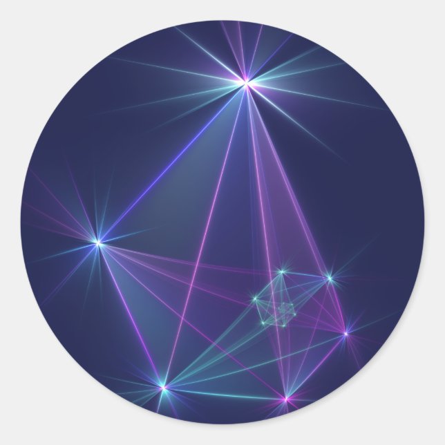 Constellation, Abstract Fantasy Fractal Art Classic Round Sticker (Front)