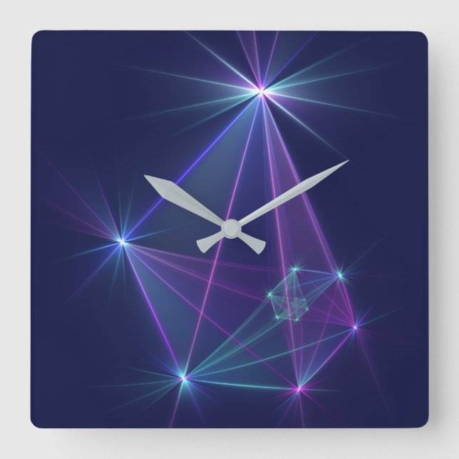 Constellation, Abstract Fantasy Fractal Art Square Wall Clock (Front)