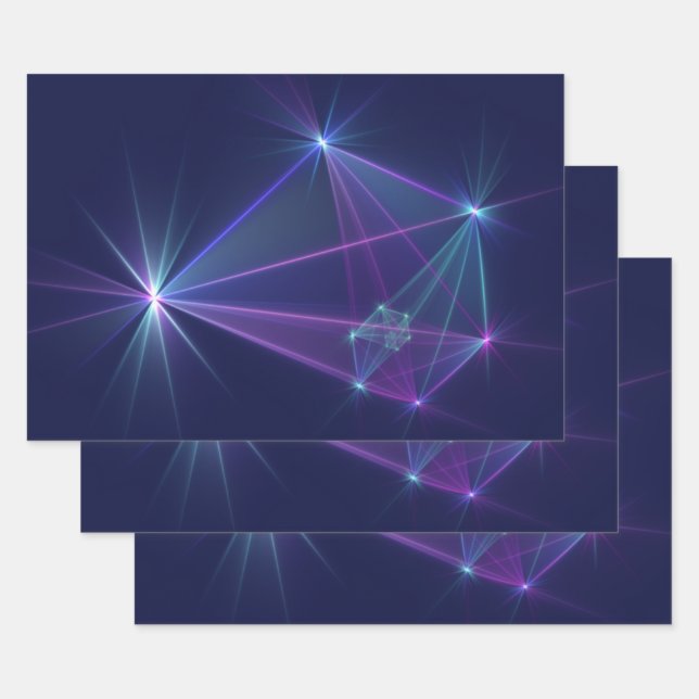Constellation, Abstract Fantasy Fractal Art Wrapping Paper Sheet (Set)
