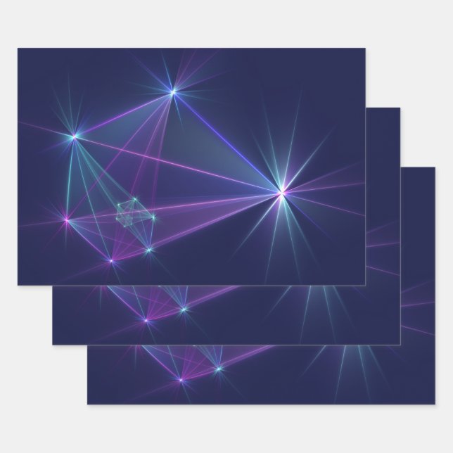 Constellation, Abstract Fantasy Fractal Art Wrapping Paper Sheet (Set)