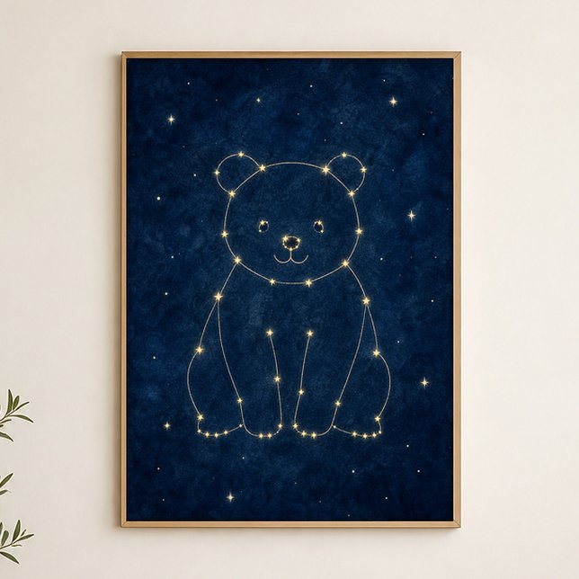 Constellation Bear Watercolour Celestial Poster (Shown framed for scale. Poster ships unframed; frames are an optional add-on.)