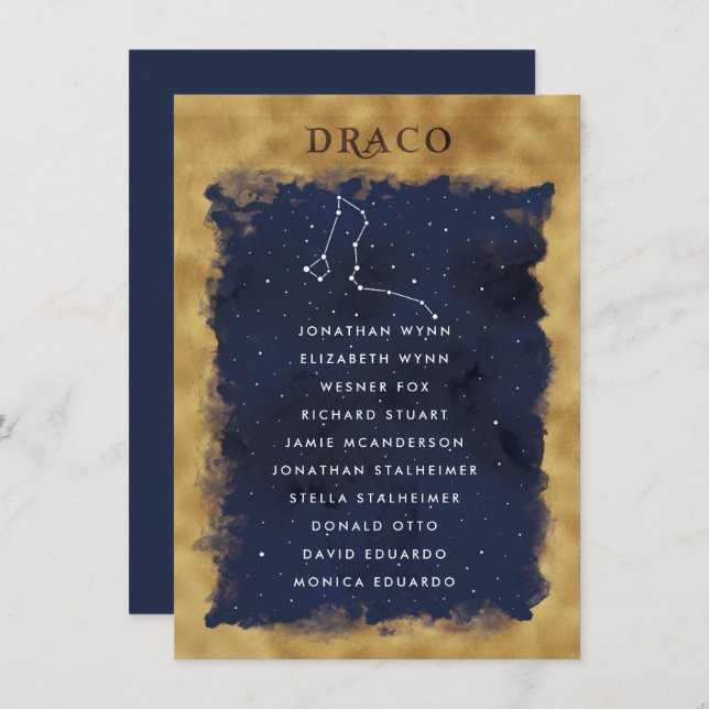 Constellation Celestial Seating Chart Card DRACO (Front/Back)
