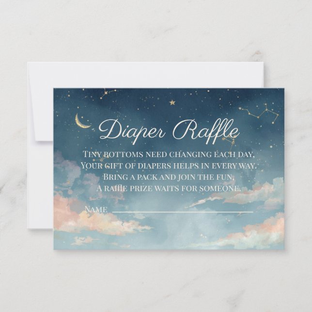 Constellation Diaper Raffle Card | Watercolor Moon (Front)