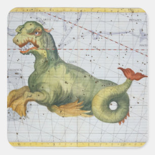 Constellation of Cetus the Whale, from 'Atlas Coel Square Sticker