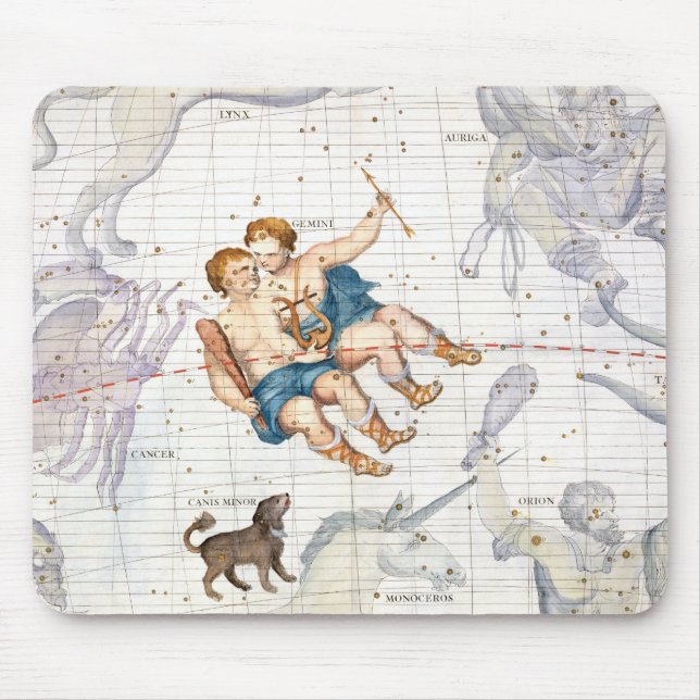 Constellation of Gemini with Canis Minor, plate 13 Mouse Mat (Front)