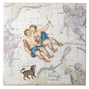 Constellation of Gemini with Canis Minor, plate 13 Tile