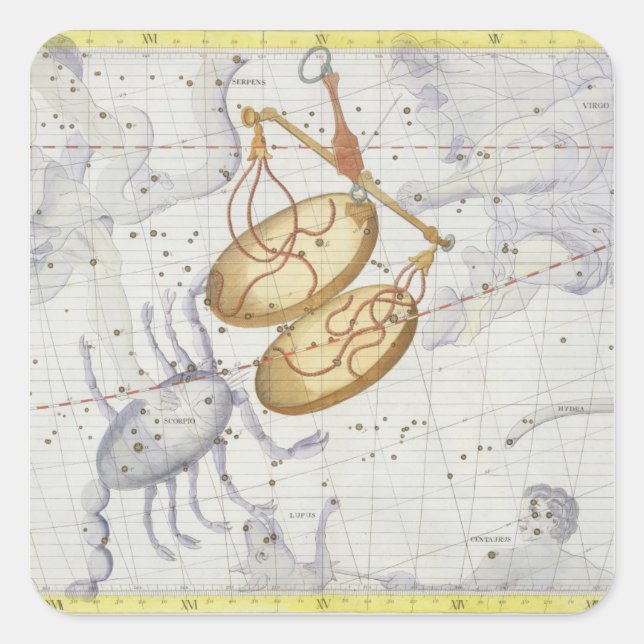 Constellation of Libra, plate 7 from 'Atlas Coeles Square Sticker (Front)