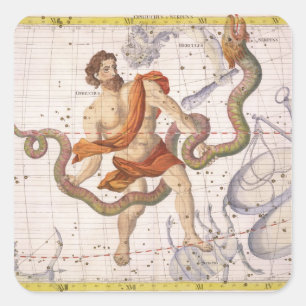 Constellation of Ophiucus and Serpens, plate 22 fr Square Sticker