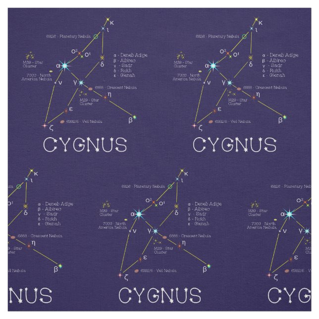 Constellation Of Stars Cygnus Or Swan Fabric (Swatch)