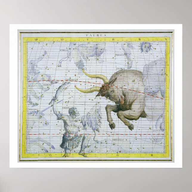 Constellation of Taurus, plate 2 from 'Atlas Coele Poster (Front)