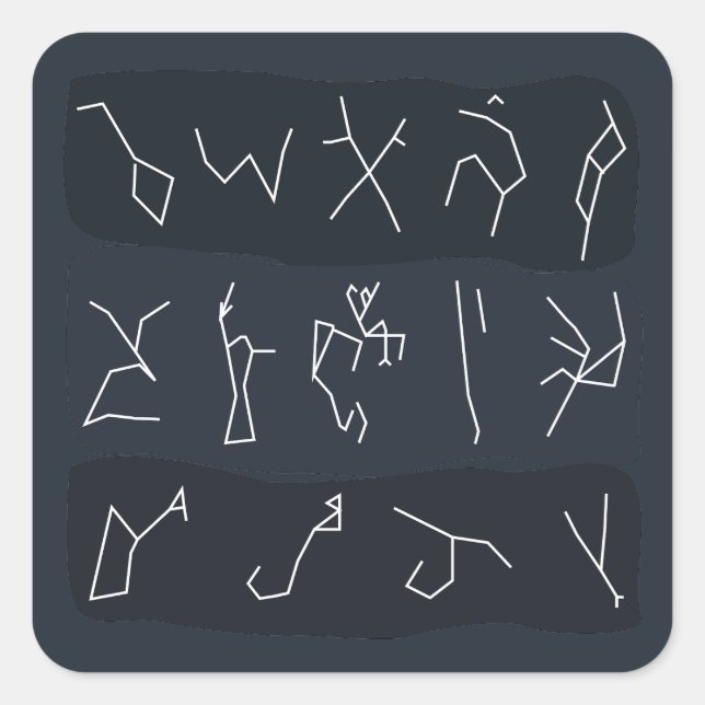 Constellation Pattern in Stripes Style Space Party Square Sticker (Front)