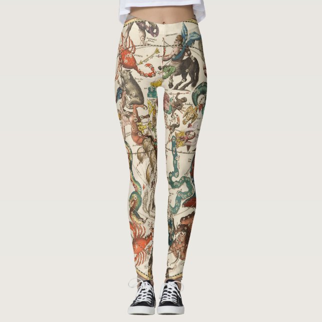 Constellation Sky Celestial Zodiac Star Map  Leggings (Front)