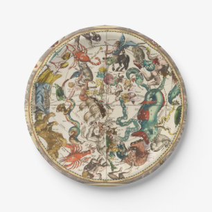 Constellation Sky Celestial Zodiac Star Map  Paper Plate