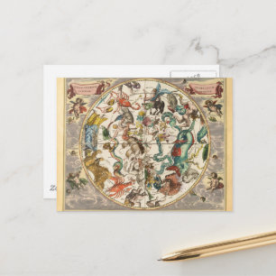 Constellation Sky Celestial Zodiac Star Map Postcard