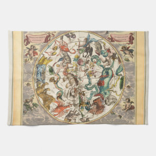 Constellation Sky Celestial Zodiac Star Map  Tea Towel