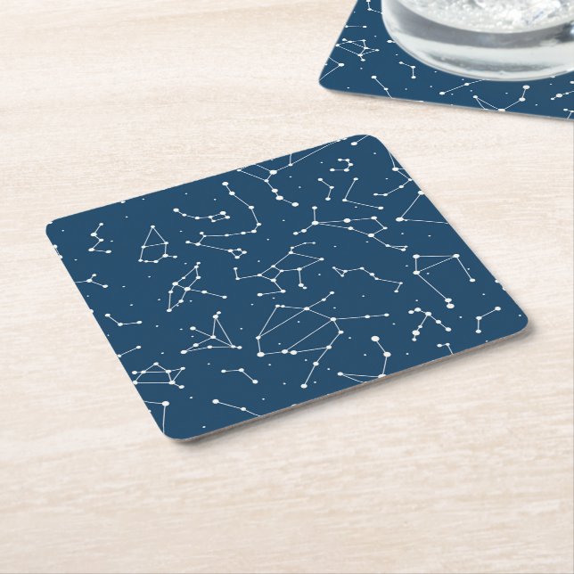 Constellation Star Pattern Square Paper Coaster (Angled)