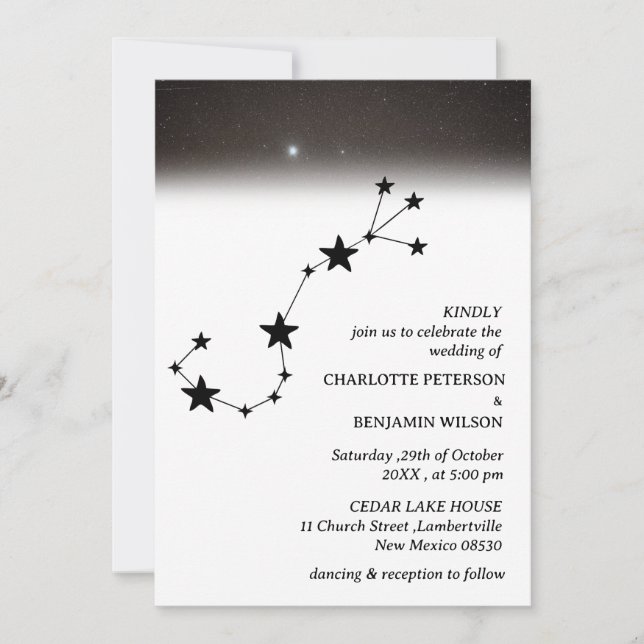 Constellation Starry Night Celestial Wedding Invitation (Front)