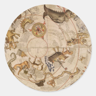 Constellation Stars Southern Sky Vintage Astronomy Classic Round Sticker