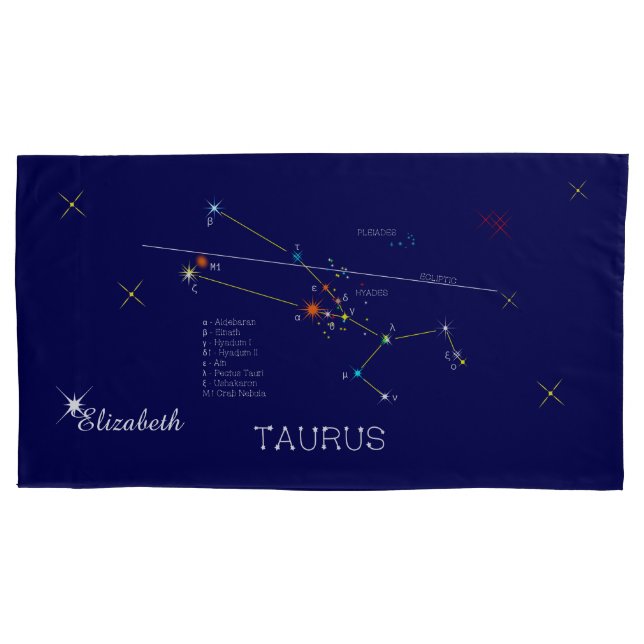 Constellation TAURUS unique, elegant Pillowcase (Front)