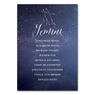 Constellation Wedding Seating Chart Card Gemini