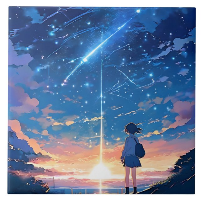 constellation with shooting stars tile (Front)