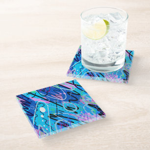 Constellations Abstract Art Glass Coaster