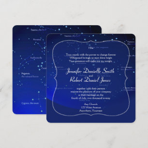 Constellations on Blue Wedding Invitation
